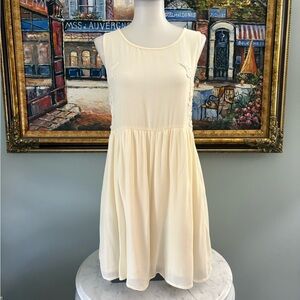 Chloe K Cream Babydoll Tank Top with Lace Cutouts Size S